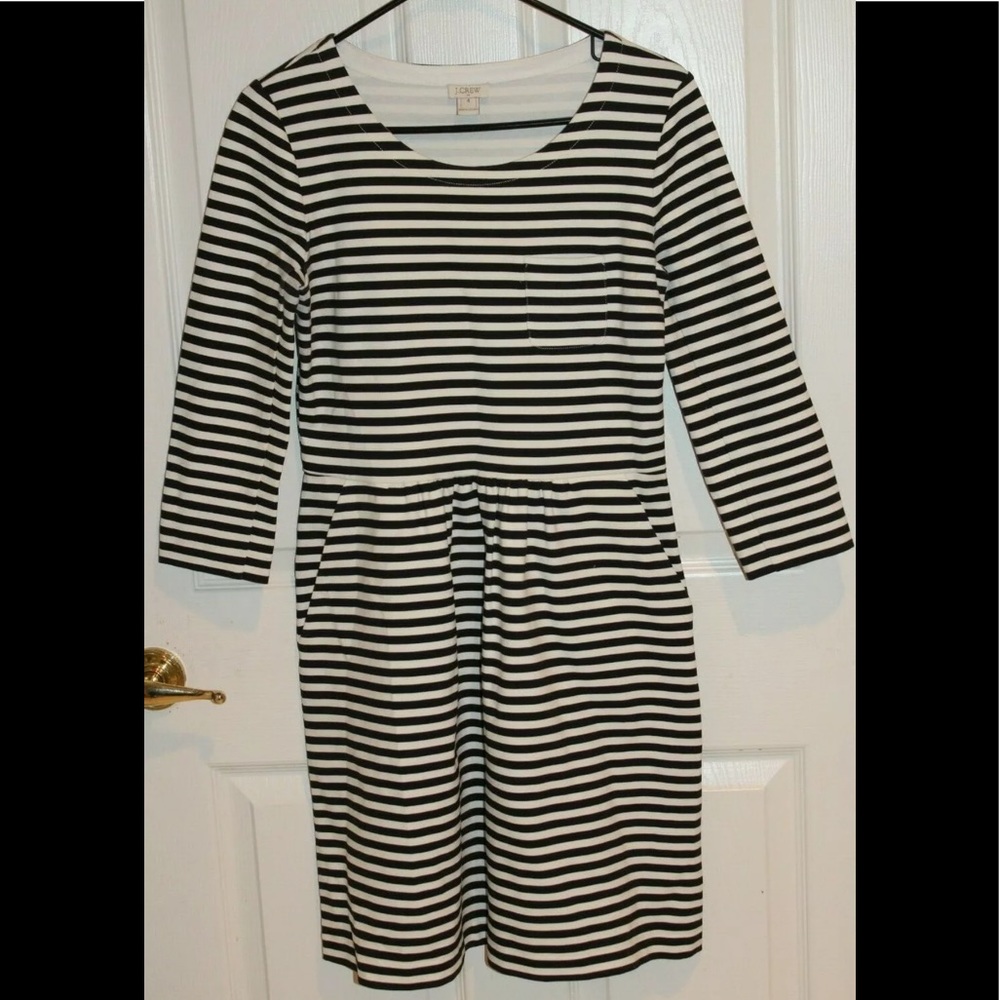 J Crew black white stripe dress